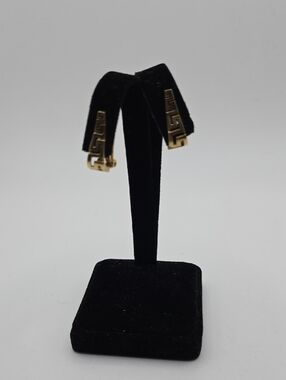 14k Gold Geometric Greek Key Clip-on Earrings